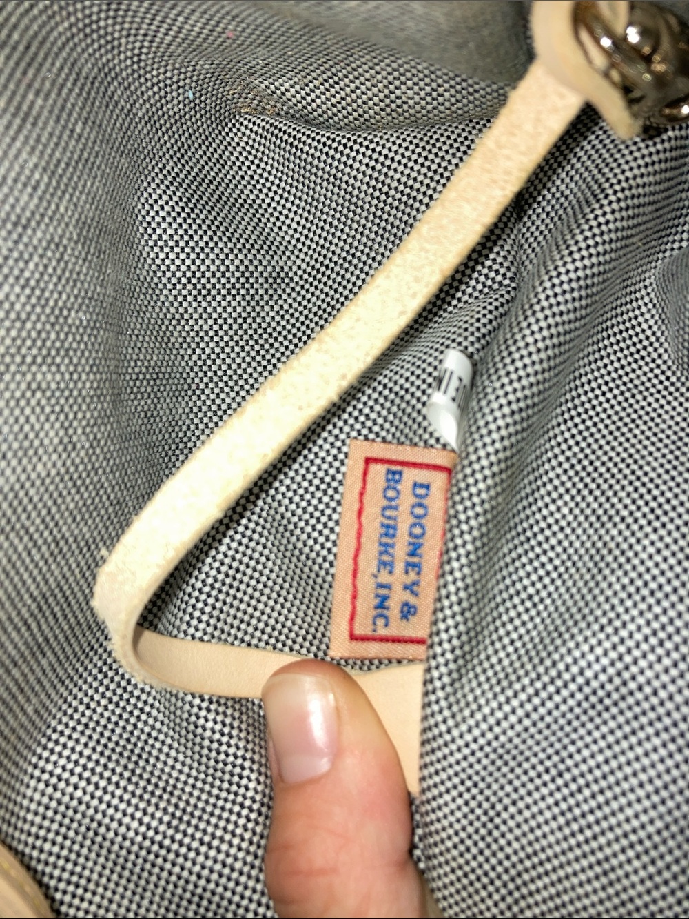 Dooney & Bourke Navy Blue and Cream Logo Satchel - Picture 2 of 11